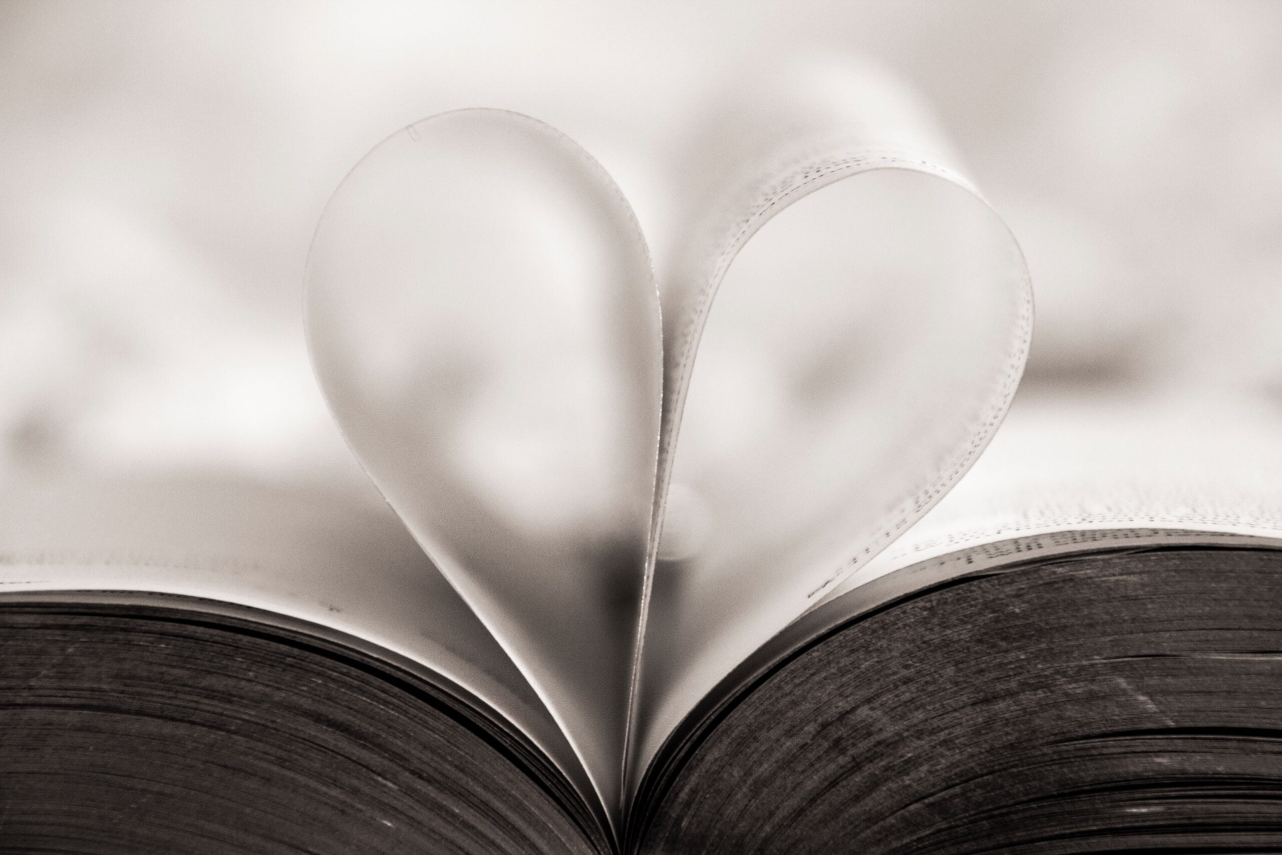 pages of a book folded to form a heart shape
